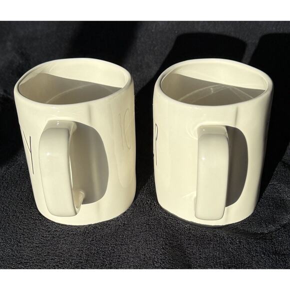Rae Dunn Easter Spring Gift Mugs Cups Hippity Hop set of 2 White Ceramic - Picture 4 of 7